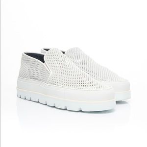 MM6 Maison Margiela White Perforated Moccasin Suede Slip On Loafer Sz8